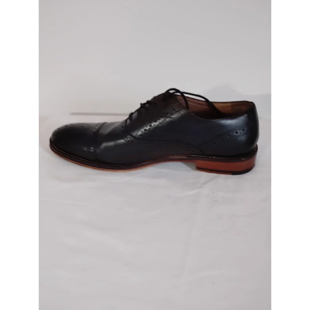 Johnston & Murphy Conard Cap Toe Men 9.5M Black Leather Oxford Goth Dress Shoes